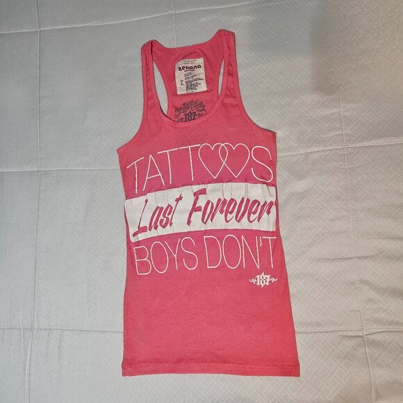 Zenana Outfitters Tank Top – “Tattoos Last Forever, Boys Don’t” Graphic - Picture 2 of 4